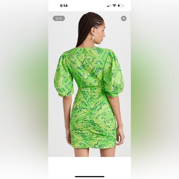 Chic Green and Yellow Mini Dress - Picture 2 of 8